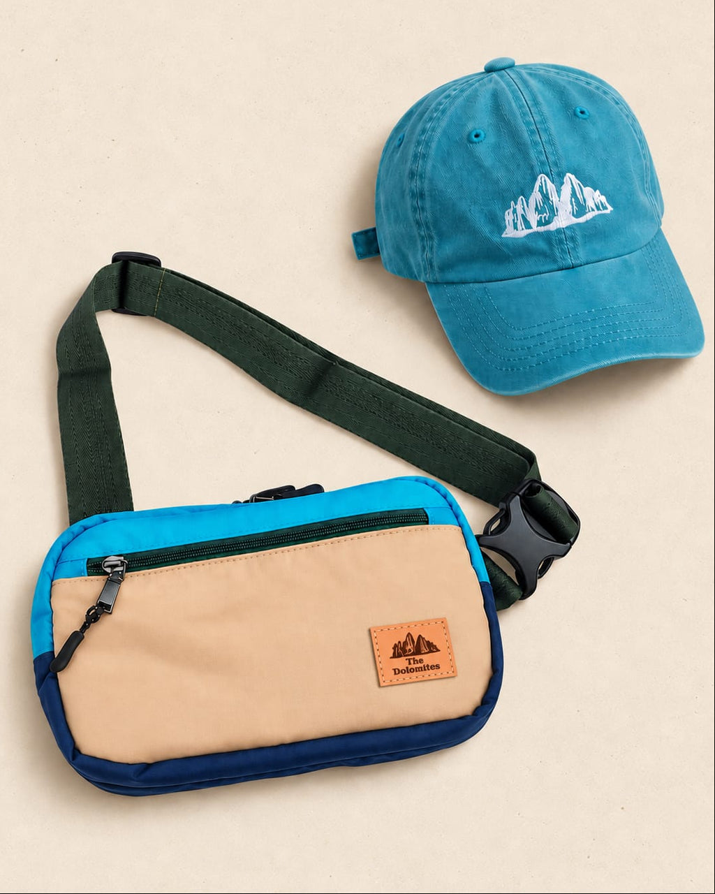 Kit Fanny Pack Blue + Gorra Turquesa