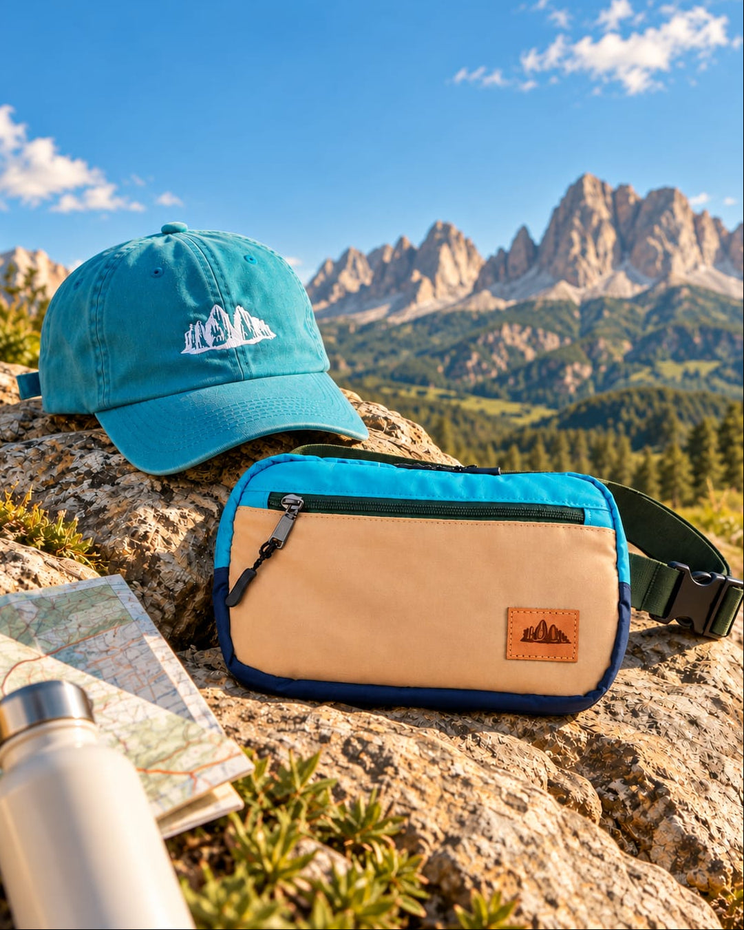 Kit Fanny Pack Blue + Gorra Turquesa