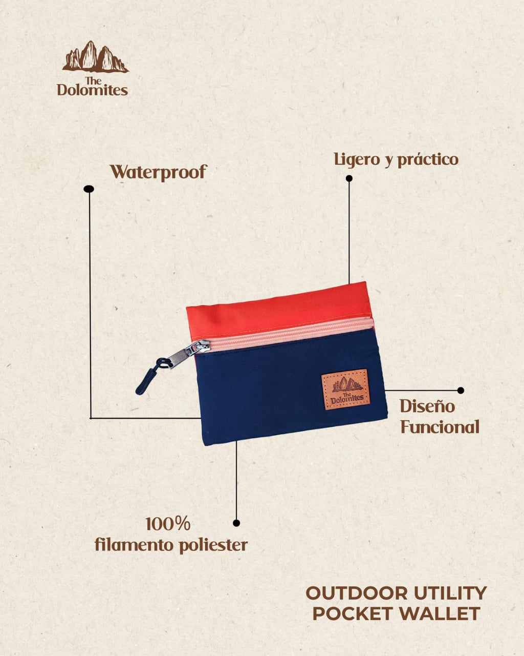 Pocket Wallet Terracotta Zipper durazno